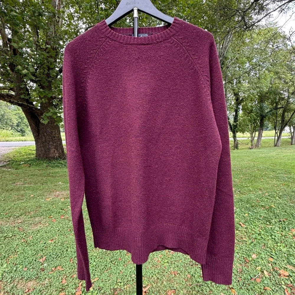 J. Crew Mens Premium Lambswool Crewneck Sweater Burgundy Wine Large